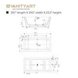Vanity Art Tarbes 59 in. Acrylic Flatbottom Freestanding Bathtub in White/Titanium Gold