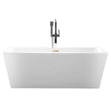 Vanity Art Tarbes 59 in. Acrylic Flatbottom Freestanding Bathtub in White/Titanium Gold