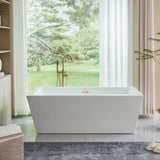 Vanity Art Tarbes 59 in. Acrylic Flatbottom Freestanding Bathtub in White/Titanium Gold