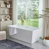 Vanity Art Tarbes 59 in. Acrylic Flatbottom Freestanding Bathtub in White/Titanium Gold