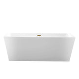 Vanity Art Tarbes 59 in. Acrylic Flatbottom Freestanding Bathtub in White/Titanium Gold