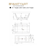 Vanity Art Montpellier 59 in. L x 30 in. W Acrylic Flatbottom Freestanding Bathtub in White/Titanium Gold