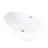 Vanity Art Amiens 69 in. x 40 in. Acrylic Flatbottom Freestanding Soaking Bathtub with Center Drain in White/Titanium Gold