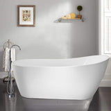Vanity Art Clermont 59 in. Acrylic Freestanding Flatbottom Bathtub in White/Titanium Gold
