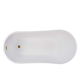 Vanity Art Clermont 59 in. Acrylic Freestanding Flatbottom Bathtub in White/Titanium Gold