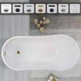 Vanity Art Clermont 59 in. Acrylic Freestanding Flatbottom Bathtub in White/Titanium Gold