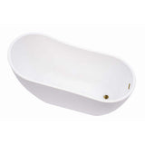 Vanity Art Clermont 59 in. Acrylic Freestanding Flatbottom Bathtub in White/Titanium Gold