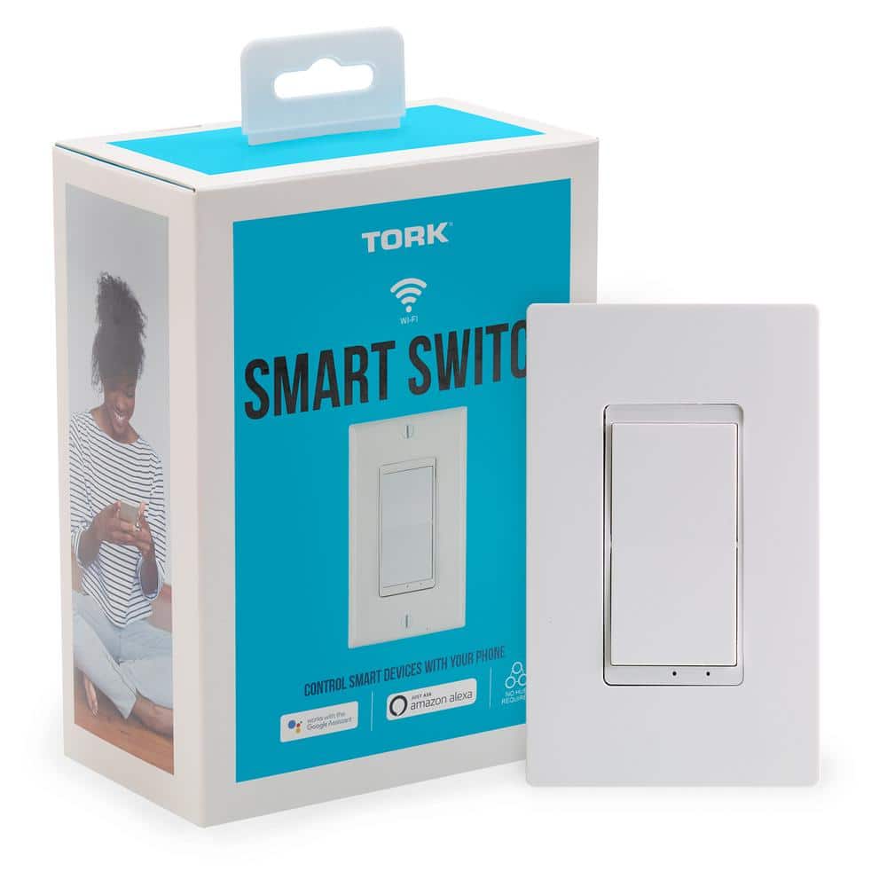 TORK Smart Switch Indoor Wi-Fi In-Wall Switch Amazon Alexa/Google Asst, Remote, Multiple Scene Control and Schedules