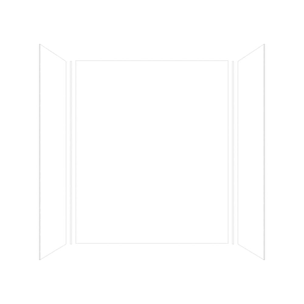 Transolid Expressions 32 in. x 60 in. x 72 in. 3-Piece Easy Up Adhesive Alcove Shower Wall Surround in White