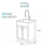 Transolid All-in-One 23.6 in. x 19.7 in. x 34.6 in. Stainless Steel Laundry/Utility Sink and Wood Cabinet with Flex+Freeze Faucet, White