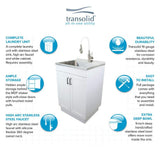 Transolid All-in-One 23.6 in. x 19.7 in. x 34.6 in. Stainless Steel Laundry/Utility Sink and Wood Cabinet with Flex+Freeze Faucet, White