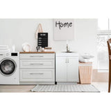 Transolid All-in-One 23.6 in. x 19.7 in. x 34.6 in. Stainless Steel Laundry/Utility Sink and Wood Cabinet with Flex+Freeze Faucet, White
