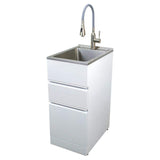 Transolid All-in-One 15.5 in. x 22.4 in. x 34.9 in. Metal Drop-In Laundry/Utility Sink and Cabinet in White