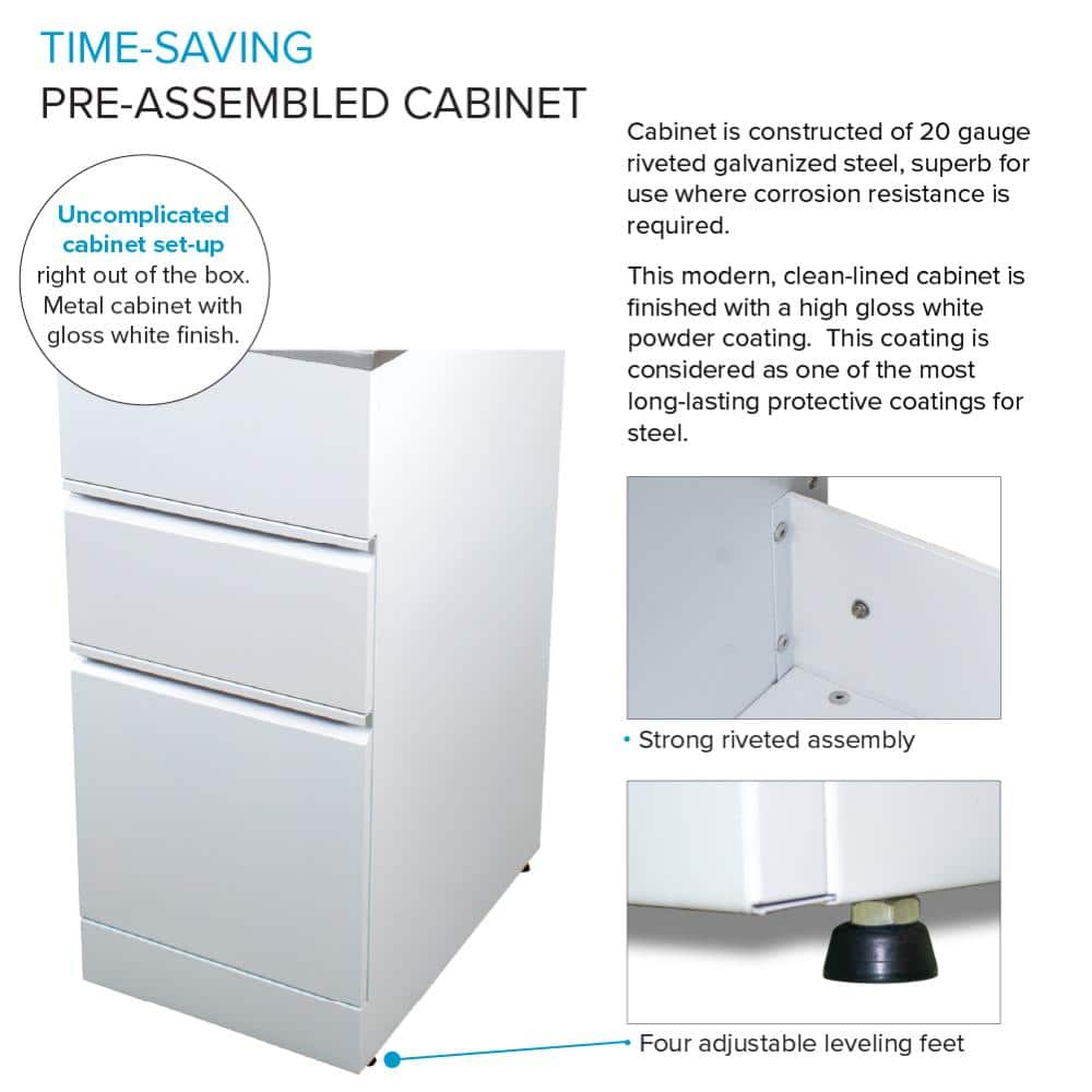 Transolid All-in-One 15.5 in. x 22.4 in. x 34.9 in. Metal Drop-In Laundry/Utility Sink and Cabinet in White