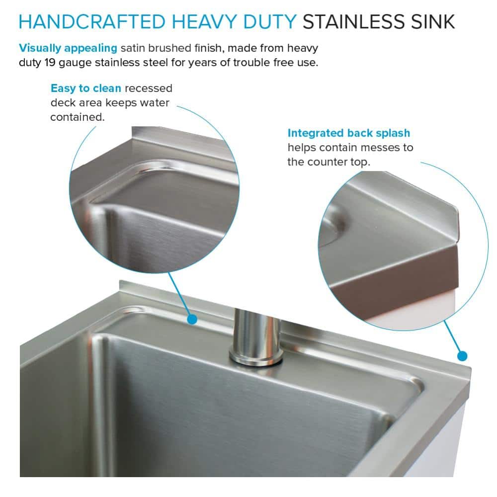 Transolid All-in-One 15.5 in. x 22.4 in. x 34.9 in. Metal Drop-In Laundry/Utility Sink and Cabinet in White