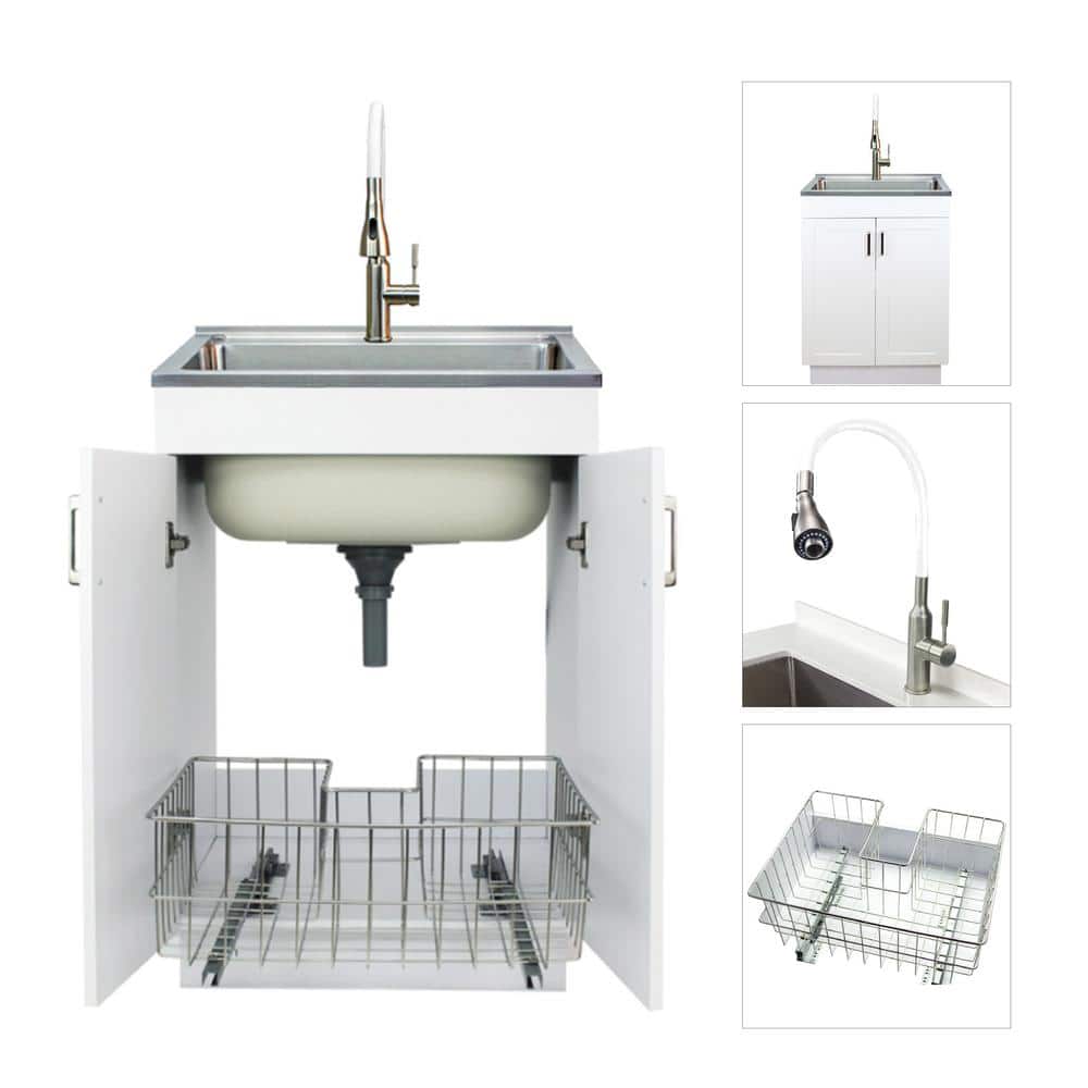 Transolid Stainless Steel Laundry Utility Sink & Cabinet Combo - TCB-2420-WC