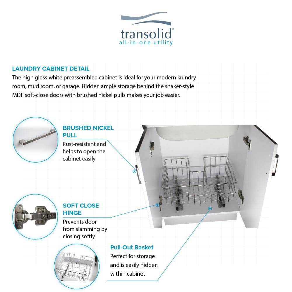 Transolid Stainless Steel Laundry Utility Sink & Cabinet Combo - TCB-2420-WC