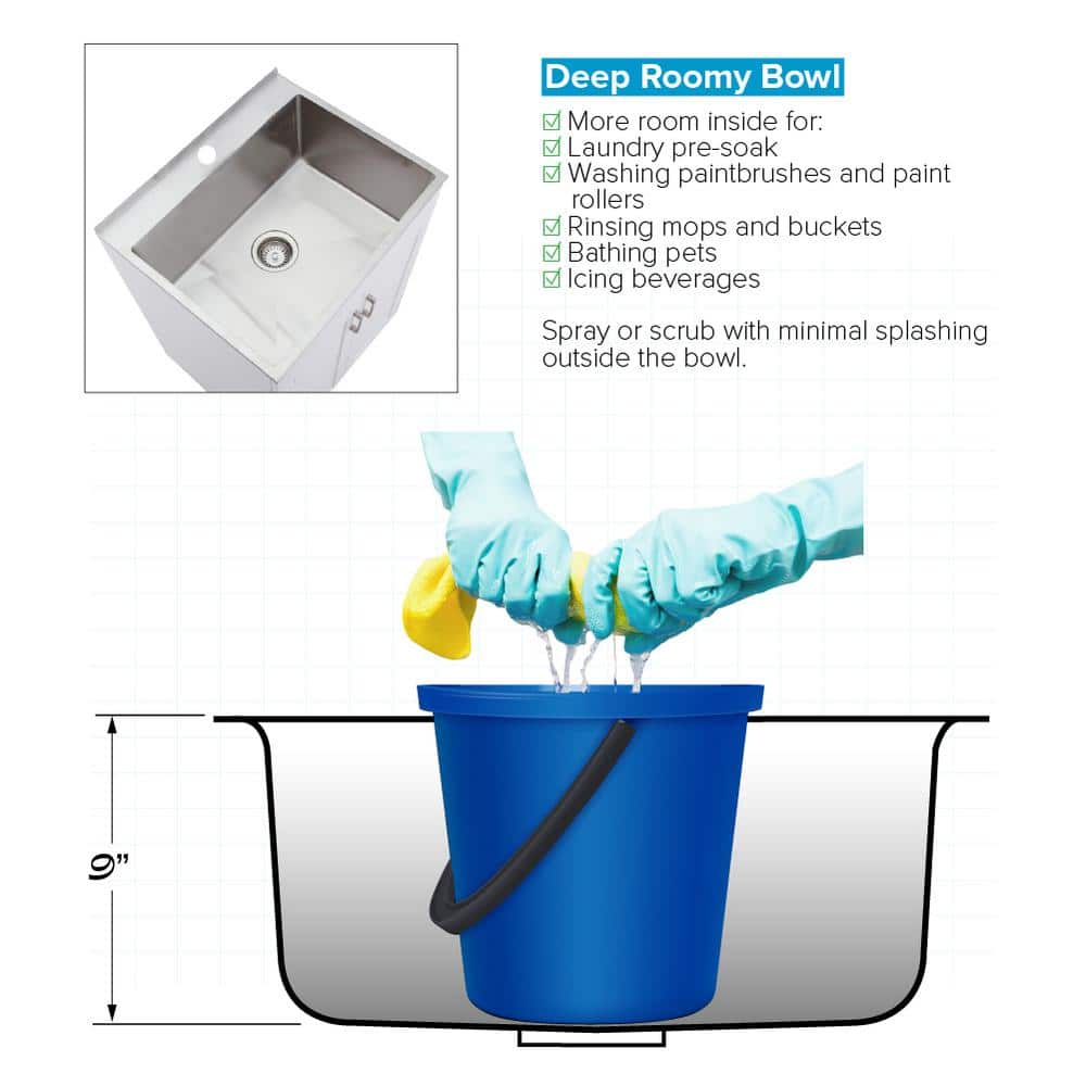 Transolid Stainless Steel Laundry Utility Sink & Cabinet Combo - TCB-2420-WC