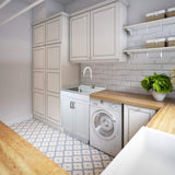 Transolid All-in-One 23.6 in. x 19.7 in. x 34.6 in. Particle Board Utility Sink and Cabinet with Faucet and Accessory Kit