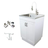 Transolid All-in-One 23.6 in. x 19.7 in. x 34.6 in. Particle Board Utility Sink and Cabinet with Faucet and Accessory Kit
