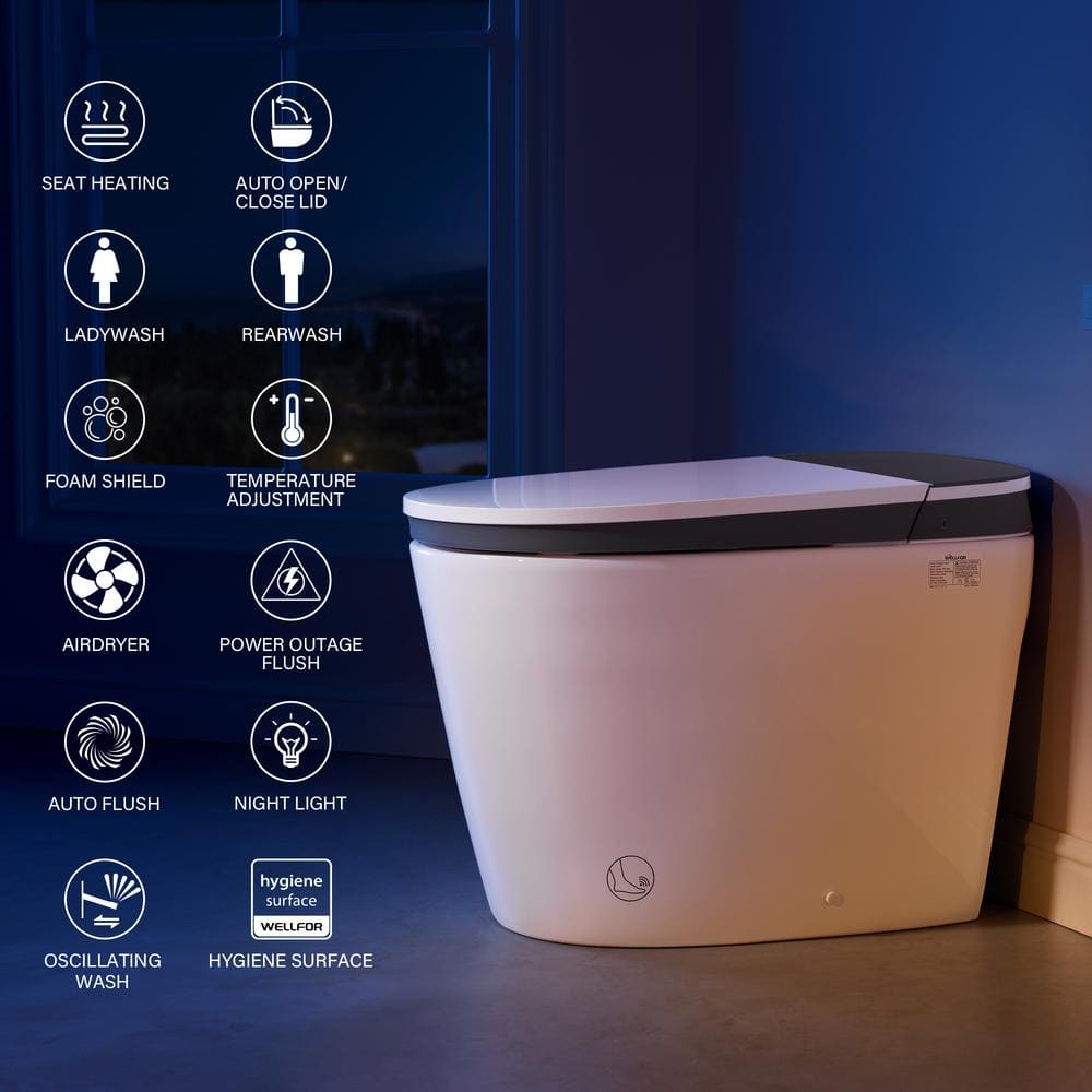 Unbranded 1.6/1.1 GPF ADA Smart Toilet Bidet with Auto Open/Close & UV-C Disinfection