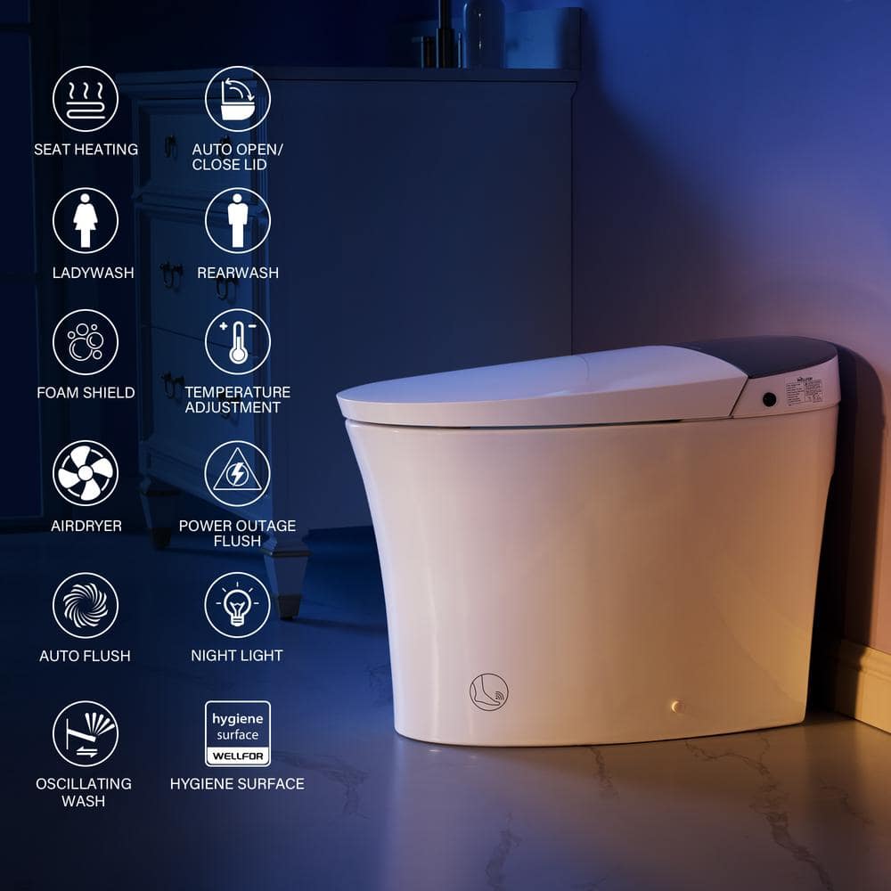 Unbranded Elongated ADA LED Smart Bidet Toilet with Auto Features