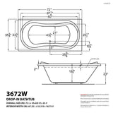 Universal Tubs Star 6 ft. Rectangular Drop-in Whirlpool and Air Bath Tub in White, 72 x 35.625 x 23 in