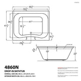 Universal Tubs Rhode 5 ft. Rectangular Drop-in Air Bath Tub in White (60 in. x 47 in.)