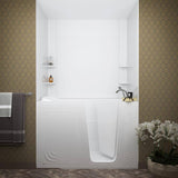 Universal Tubs Rampart 5 ft. Walk-in Whirlpool and Air Bathtub with Flat Easy Up Adhesive Wall Surround, Right Drain, White