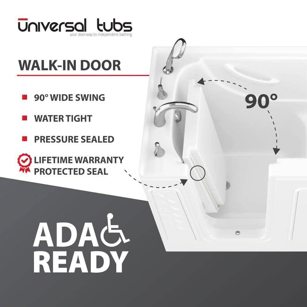 Universal Tubs HD Series 26 in. x 46 in. Right Drain Quick-Fill Walk-In Soaking Bathtub in White