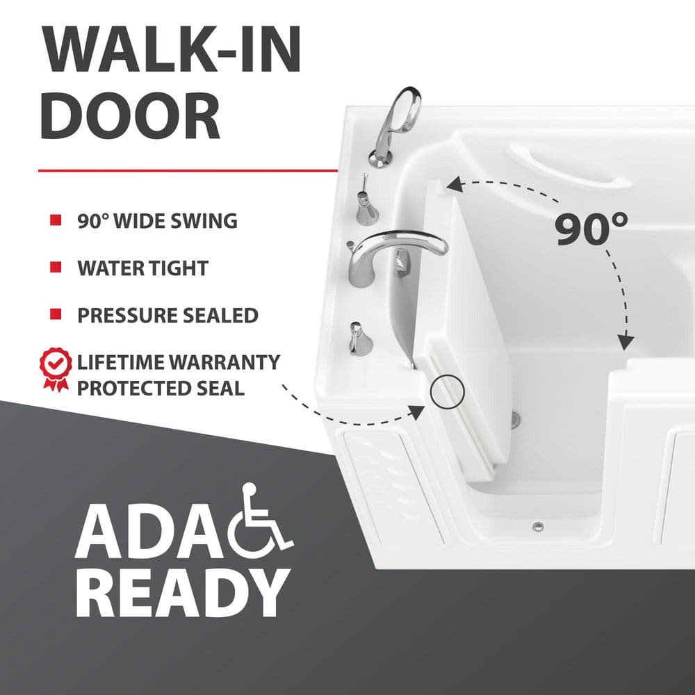 Universal Tubs HD Series 52.8 in. x 30 in. Left-Drain Walk-In Whirlpool Bathtub in White with 1.28 GPF Soft-Close Toilet