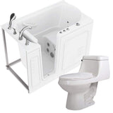 Universal Tubs HD Series 52.8 in. x 30 in. Left-Drain Walk-In Whirlpool Bathtub in White with 1.28 GPF Soft-Close Toilet