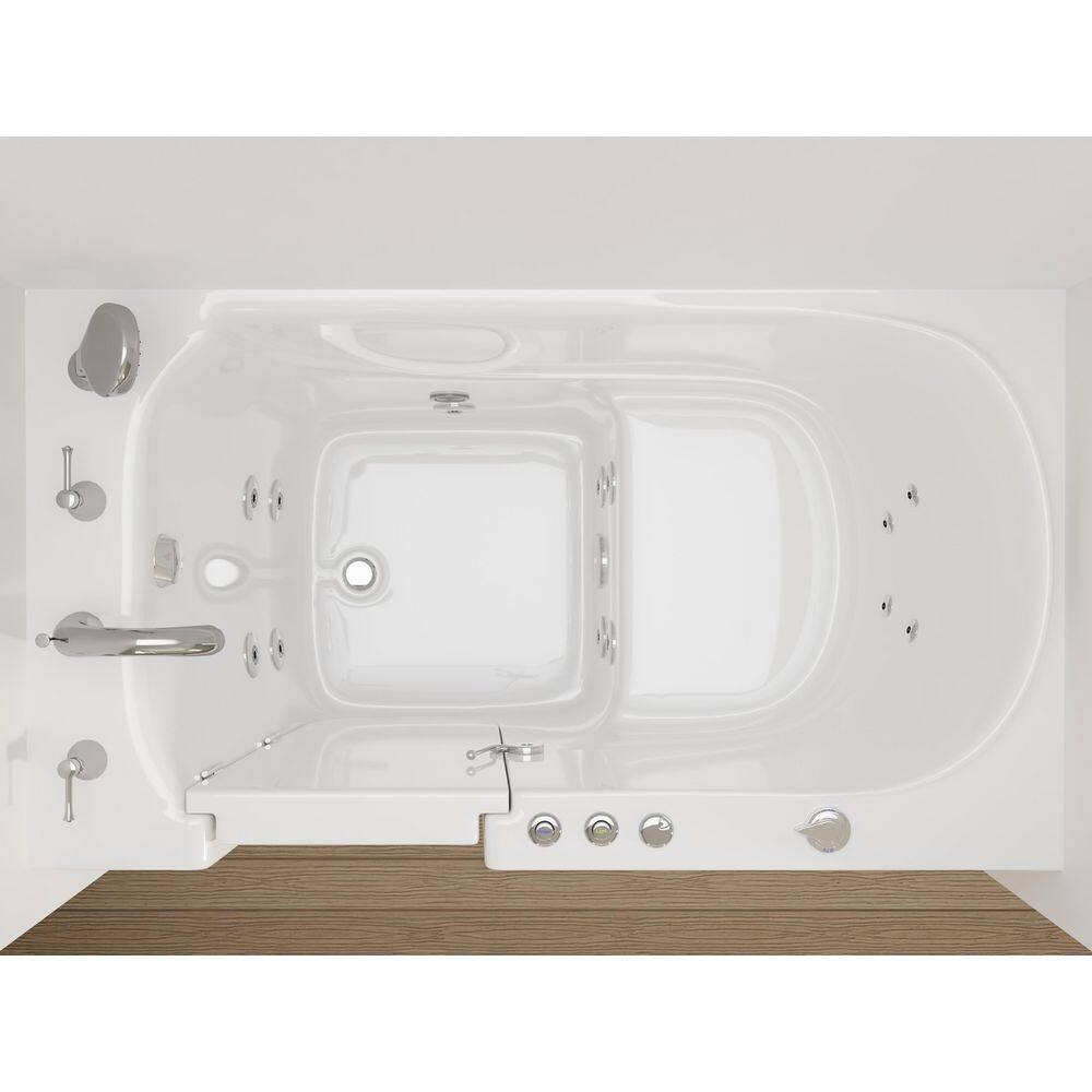 Universal Tubs HD Series 52.8 in. x 30 in. Left-Drain Walk-In Whirlpool Bathtub in White with 1.28 GPF Soft-Close Toilet