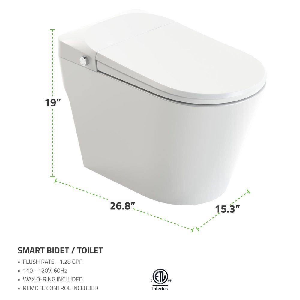 Universal Tubs 52.8 in. Walk-In Whirlpool Bathtub in White with 1.6 GPF Smart Toilet Combo, Left Drain