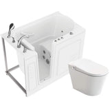 Universal Tubs 52.8 in. Walk-In Whirlpool Bathtub in White with 1.6 GPF Smart Toilet Combo, Left Drain