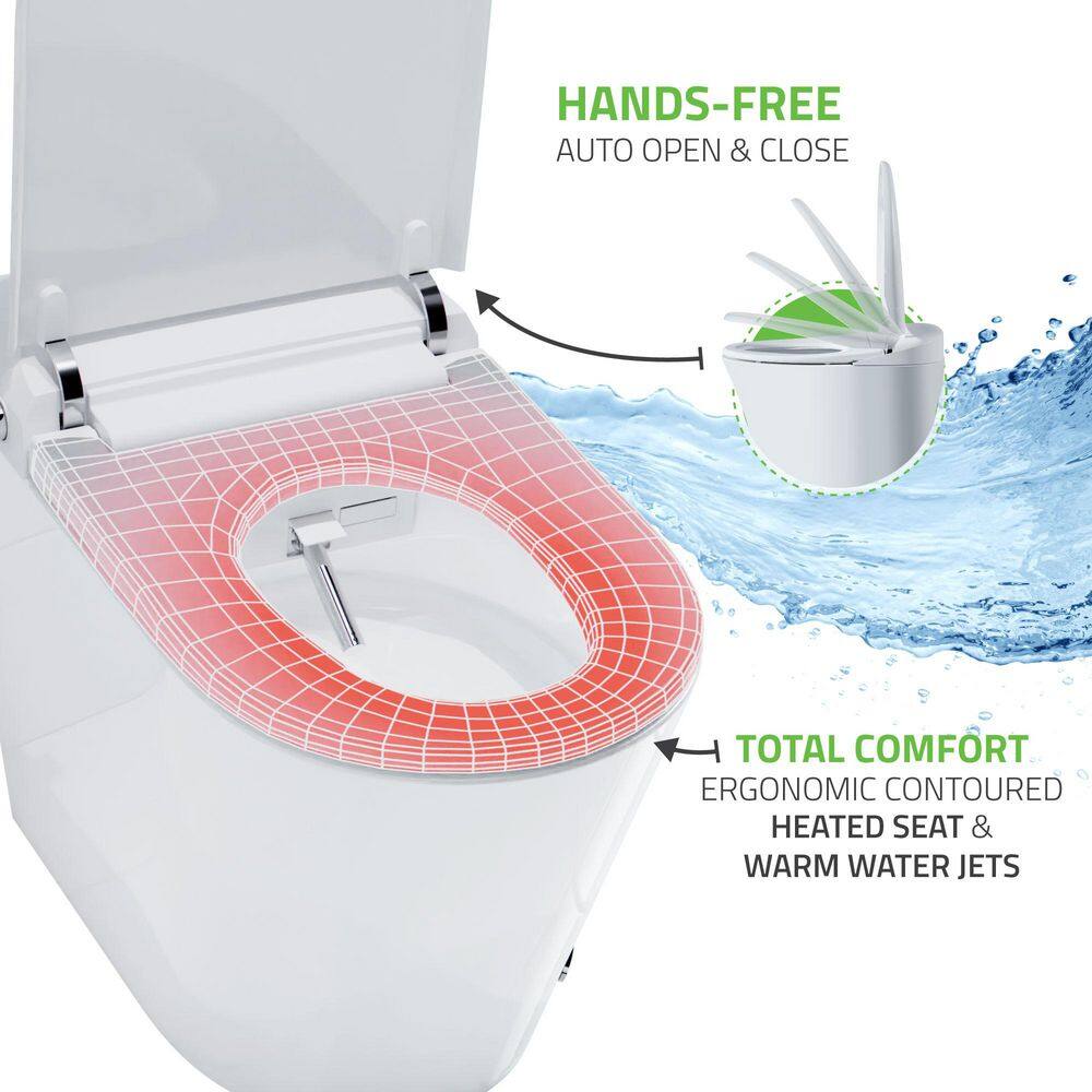 Universal Tubs 52.8 in. Walk-In Whirlpool Bathtub in White with 1.6 GPF Smart Toilet Combo, Left Drain