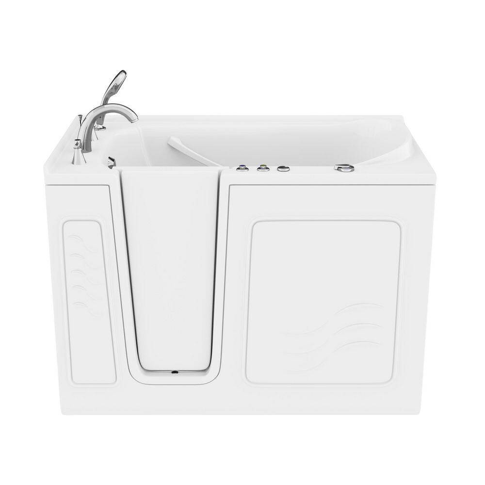 Universal Tubs 52.8 in. Walk-In Whirlpool Bathtub in White with 1.6 GPF Smart Toilet Combo, Left Drain