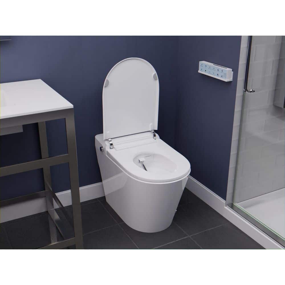 Universal Tubs 52.8 in. Walk-In Whirlpool Bathtub in White with 1.6 GPF Smart Toilet Combo, Left Drain