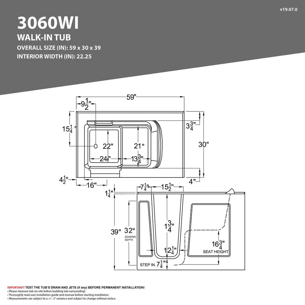 Universal Tubs Safe Premier 59 in. x 30 in. Right-Drain Walk-In Air & Whirlpool Bathtub in White with Fast Fill Faucet