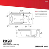Universal Tubs HD Series 30 in. x 60 in. Left Drain Quick Fill Walk-In Soaking Bathtub in White