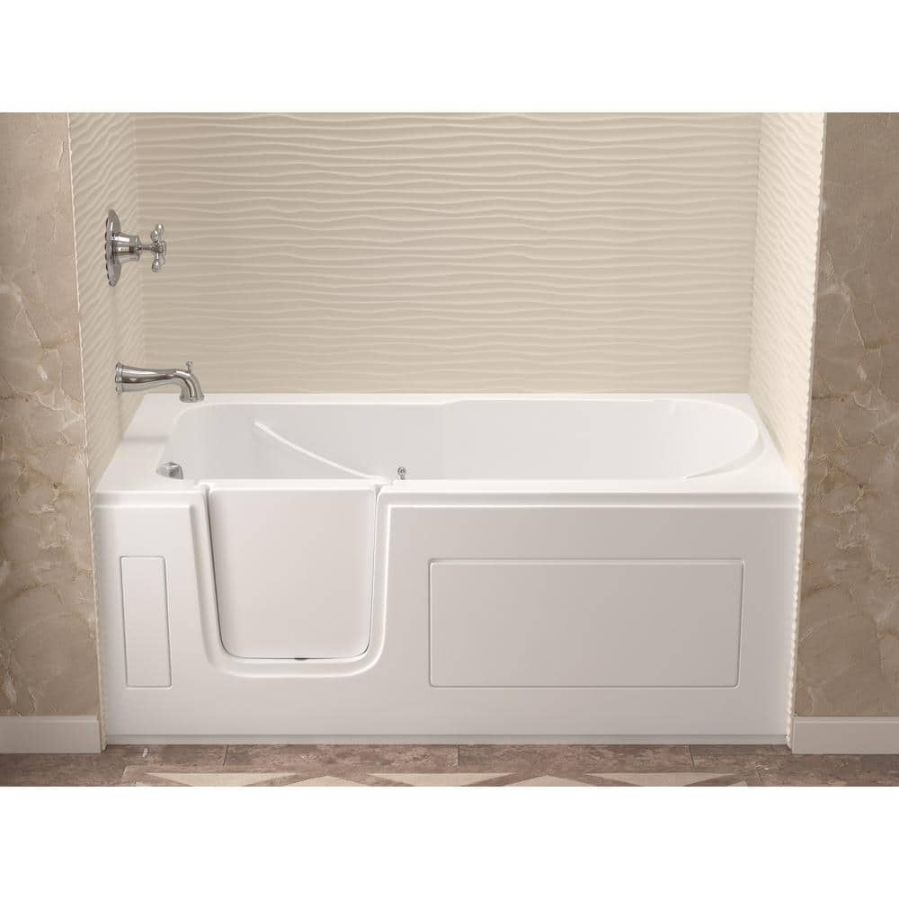 Universal Tubs HD Series 60 in. Left-Drain Step-In Walk-In Soaking Bathtub in White