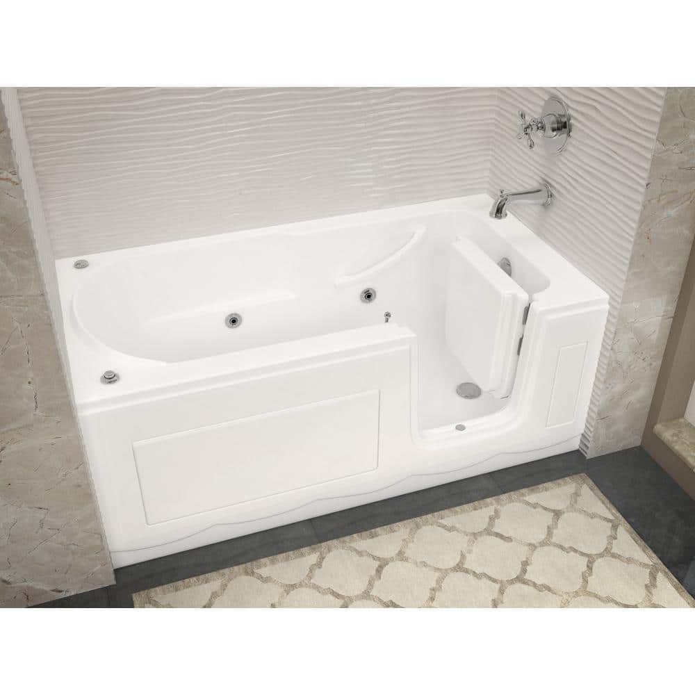 Universal Tubs Nova Heated Step-In 5 ft. Walk-In Whirlpool Bathtub in White with Chrome Trim