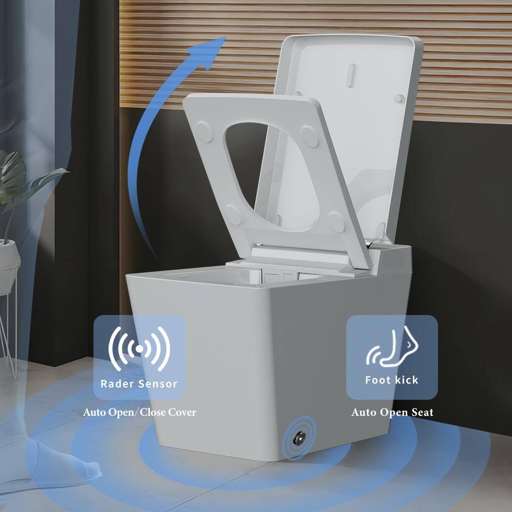 UPIKER 1-Piece Square Bidet Toilet with Heated Seat and Auto Flush, White
