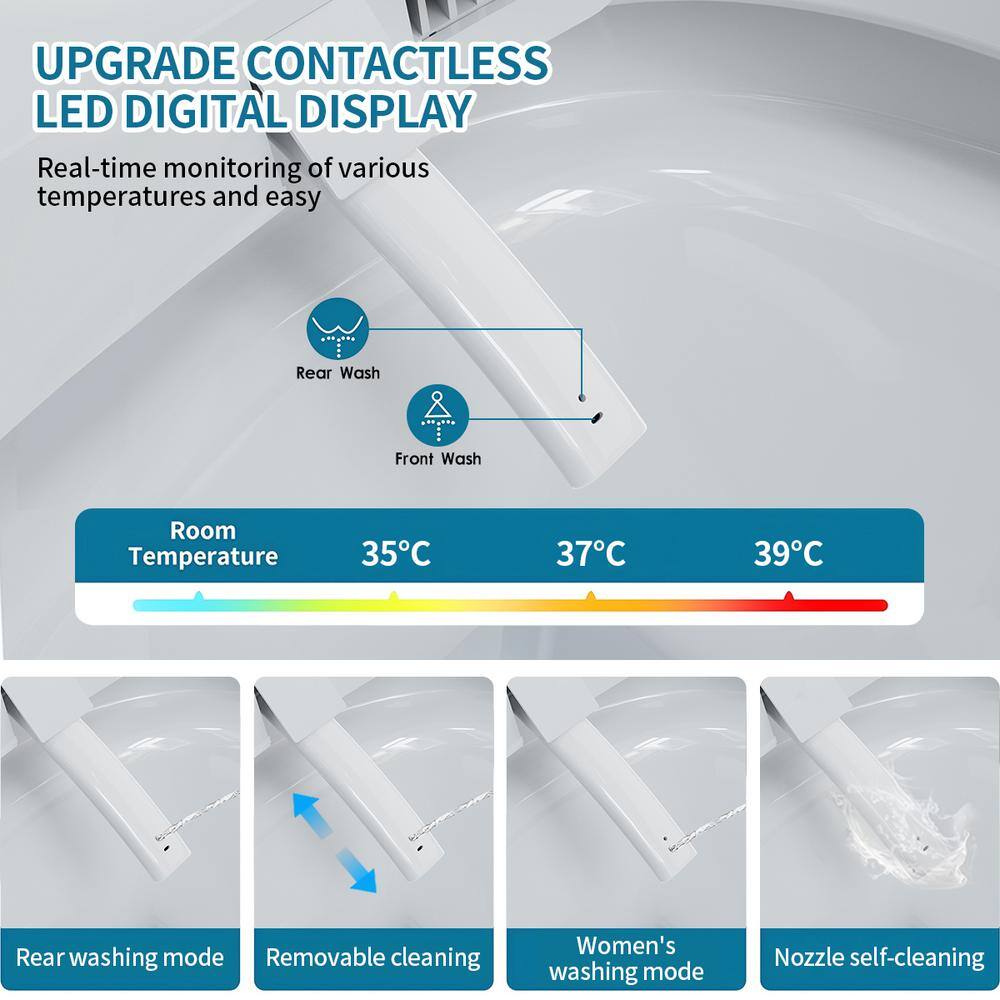 UPIKER Smart Single Flush Round Toilet with Heated Seat & Auto Functions, White