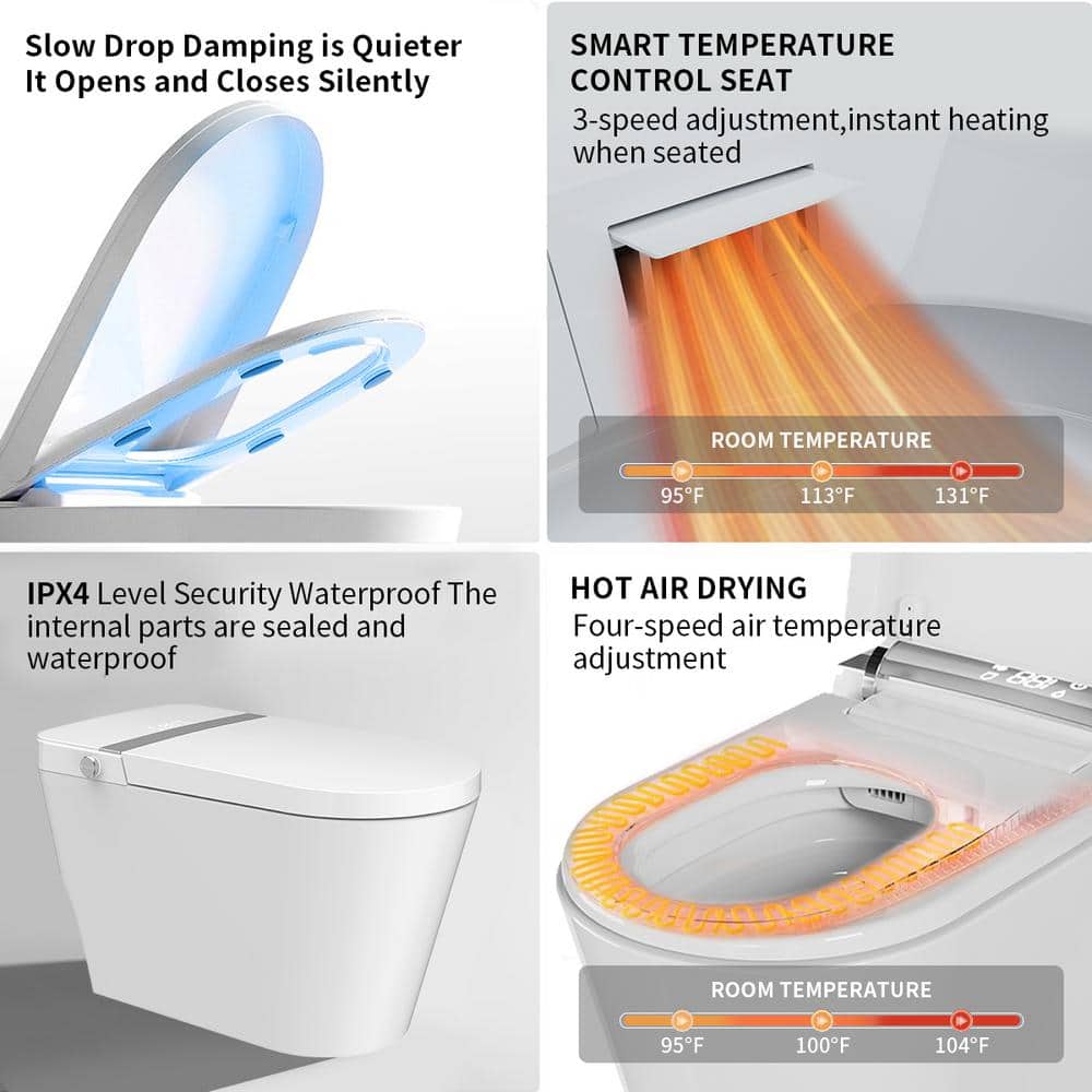 UPIKER 12-in-1 Smart Toilet with Heated Seat, Auto Flush, and Night Light