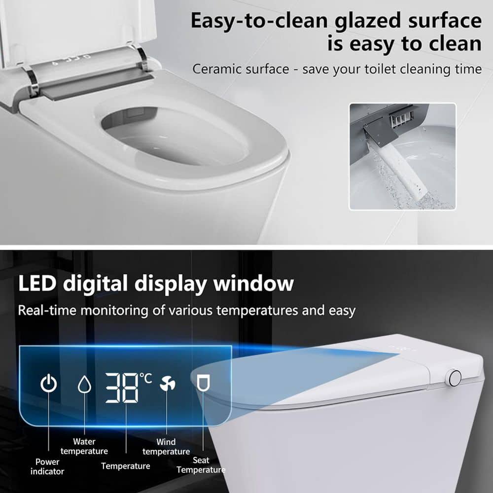 UPIKER 12" 1-piece Smart Elongated Toilet with Heated Seat and Auto Flush