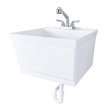 TEHILA 23.5 in. x 22.88 in. White Wall Mounted Utility Sink with Chrome Pull-out Sprayer
