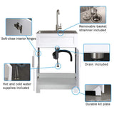 FORCLOVER 23.5 in. Bath Vanity with Stainless Steel Top – White