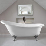Vanity Art Toulouse 67 in. Acrylic Clawfoot Freestanding Bathtub in White