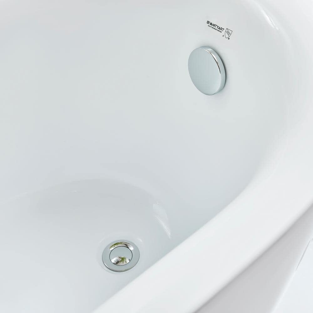 Vanity Art Belfort 71 in. Acrylic Flatbottom Freestanding Bathtub in White